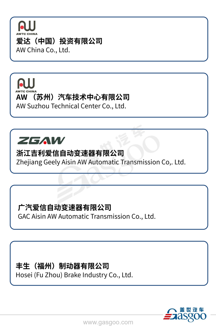 全球主流汽车零部件供应商——爱信集团在华产业布局图