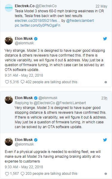 《消费者报告》：将对制动系统修复后的Model 3重新测试