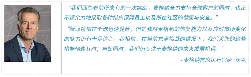 麦格纳公布针对新冠肺炎疫情所采取的行动 并撤回先前业绩预测
