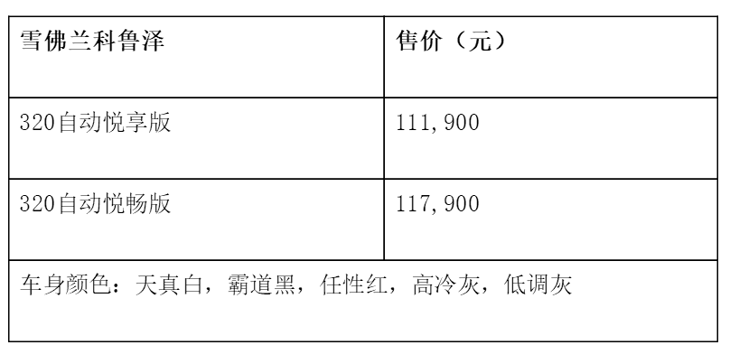 雪佛兰科鲁泽1.5L车型上市 售价11.19万元-11.79万元