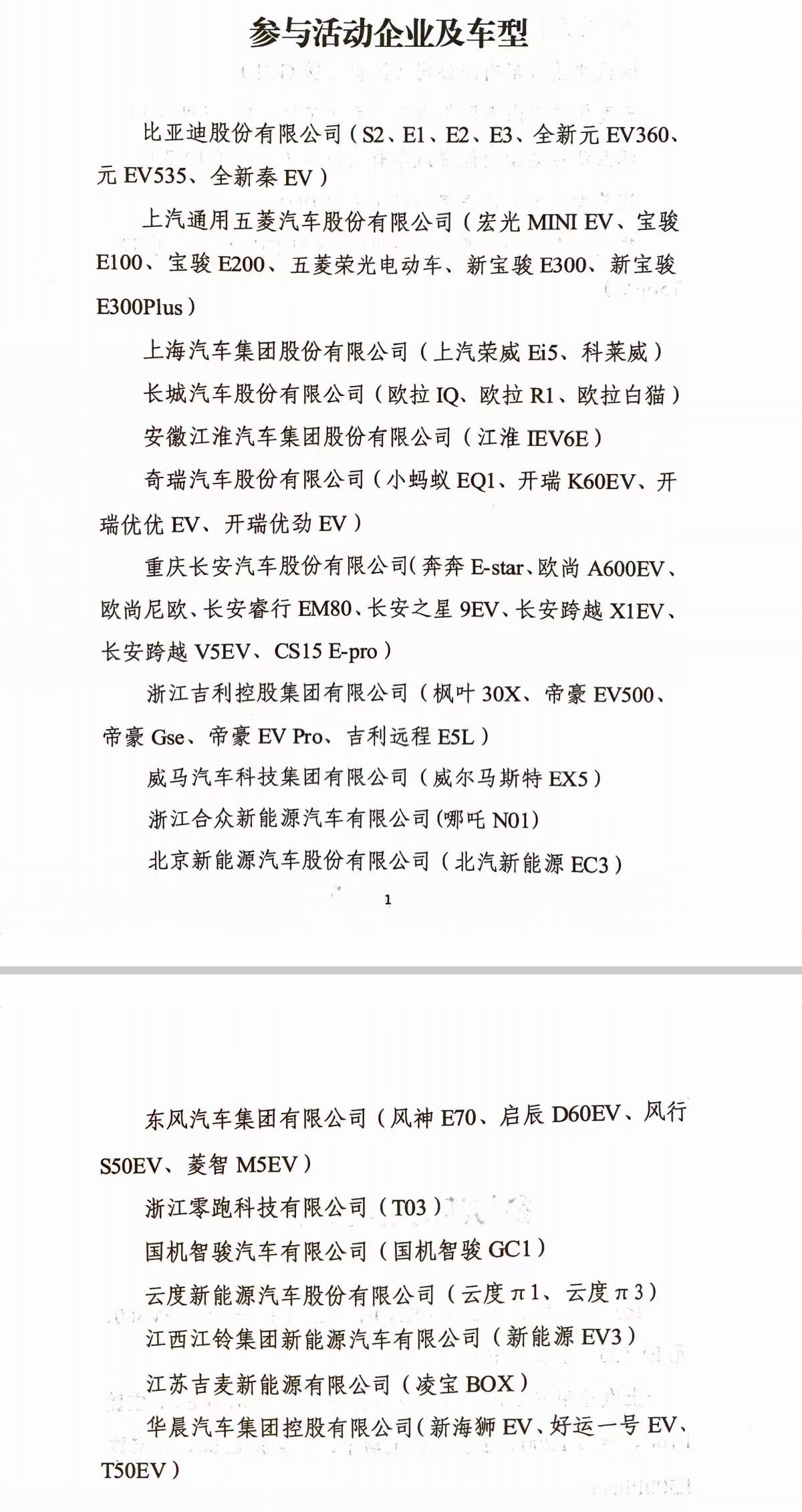 新一轮新能源汽车下乡已启动 共18家车企50余款车型参与