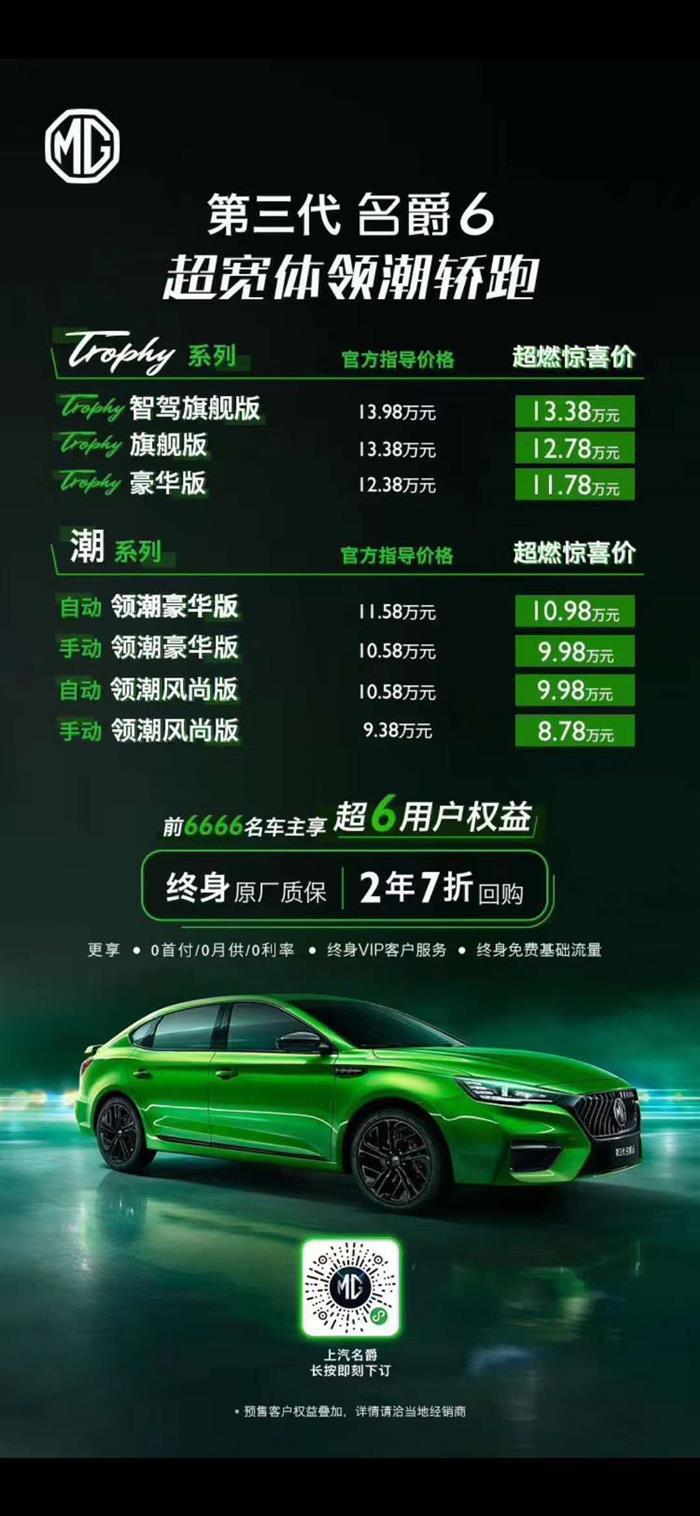 第三代名爵6上市，除了年轻化与智能化，还有什么？
