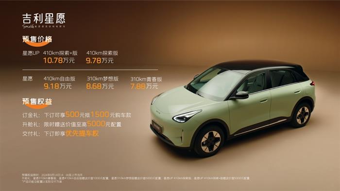 GEA新能源架构开发 首搭Flyme Auto 吉利星愿开启预售7.88万元起