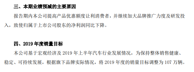 长城汽车2019年目标销量下调至107万辆