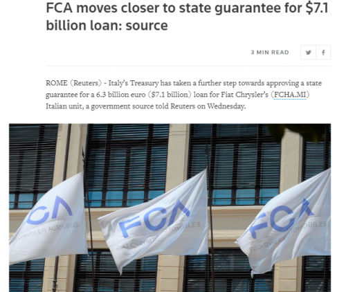 FCA有望完成63亿欧元信贷