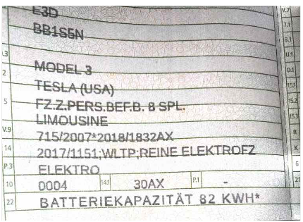 新款Model 3电池参数曝光 能量密度提升至82kWh