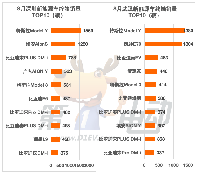 8月全国城市终端销量榜：比亚迪主流车型在深圳大幅下滑